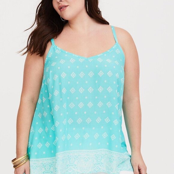 Torrid Sophie Challis Swing Cami Turquoise border NWT 1x - Picture 1 of 11